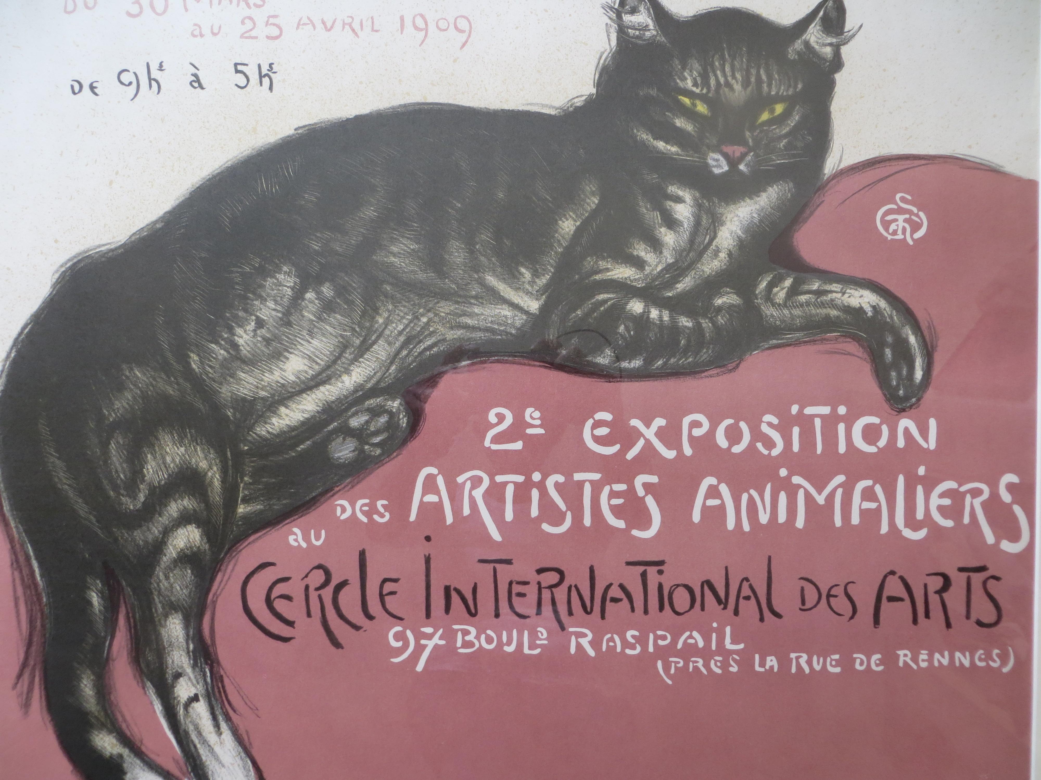 Affiche du chat sur coussin A Winter  Lithographie de Steilen en vente 1