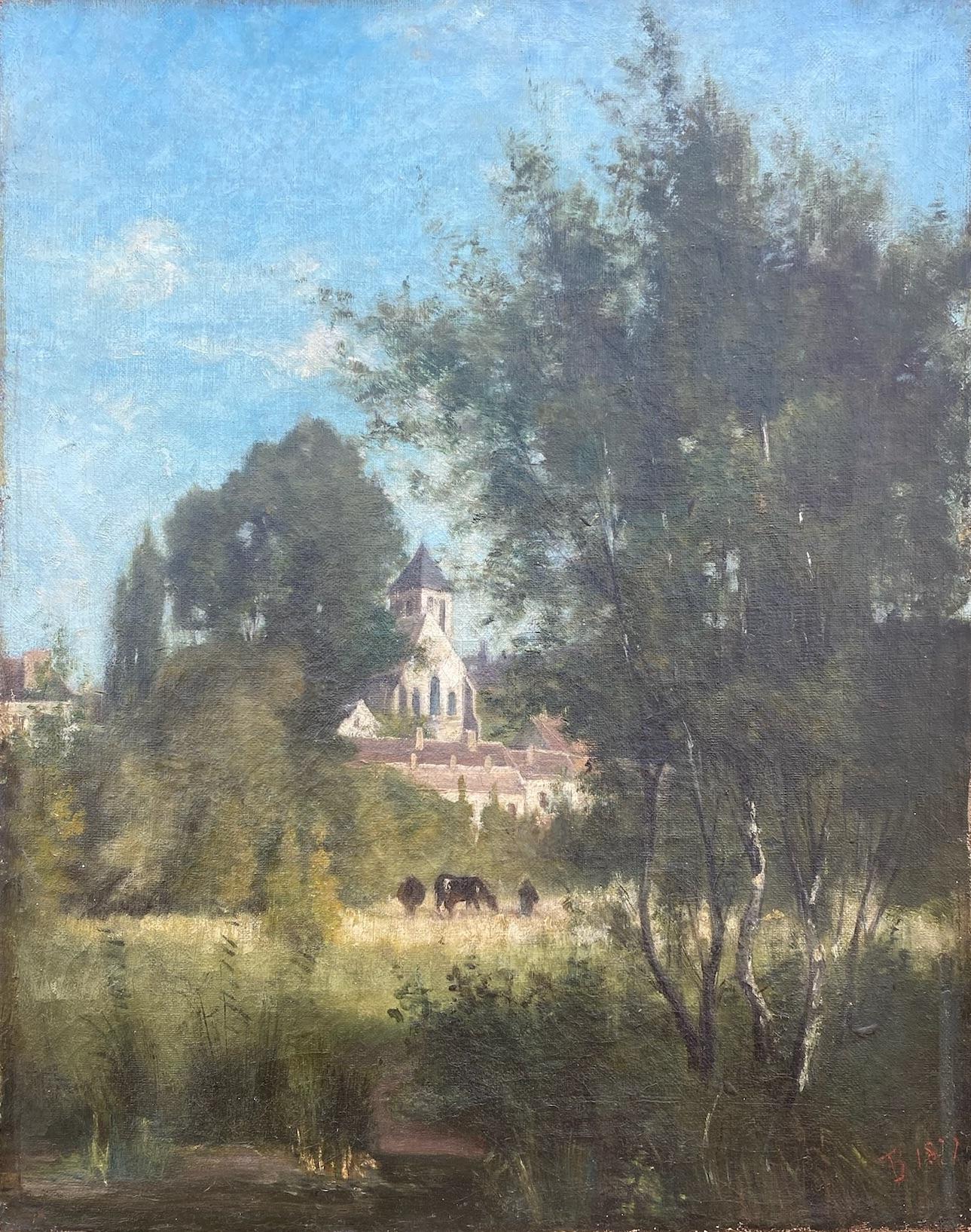 Escena pastoral en Auvers sur Oise por Durch amigo de van Gogh Paisaje de Barbizon - Landscape Painting Marrón de Théophile de Bock