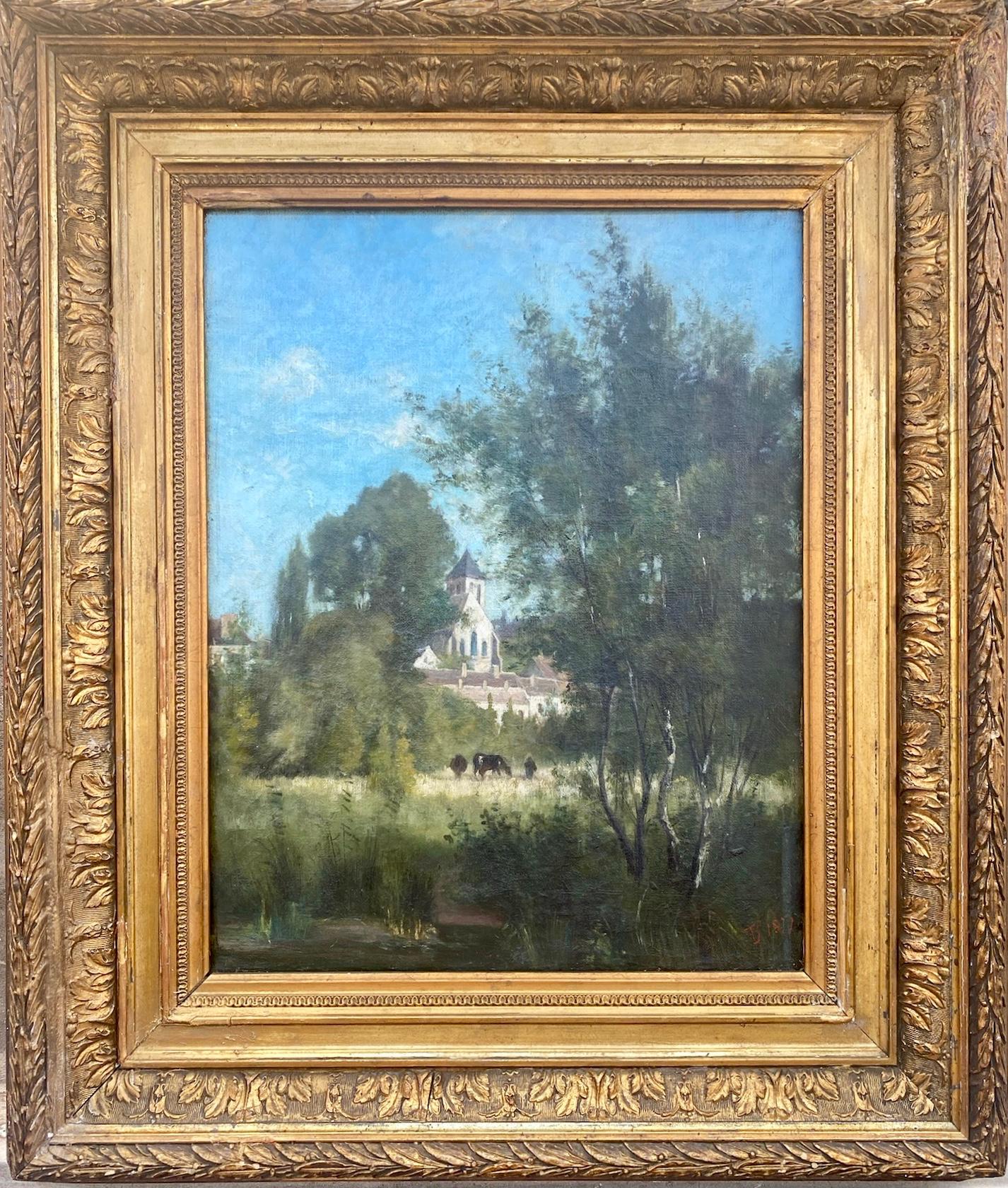 Landscape Painting de Théophile de Bock - Escena pastoral en Auvers sur Oise por Durch amigo de van Gogh Paisaje de Barbizon