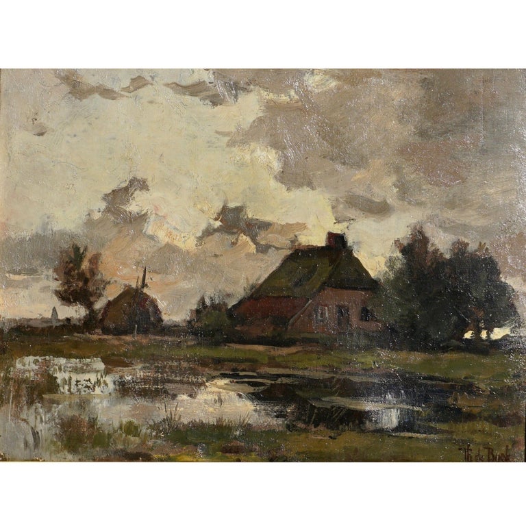 Theophile De Bock Farm House Landscape Oil Painting At 1stdibs