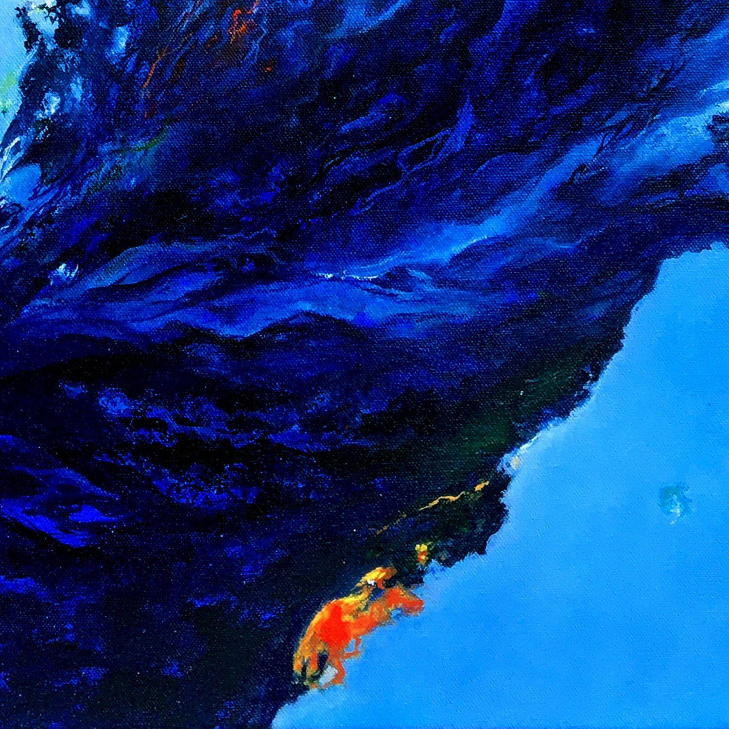 Eclosion, Painting, Oil on Canvas - Blue Abstract Painting by Theophile DELAINE