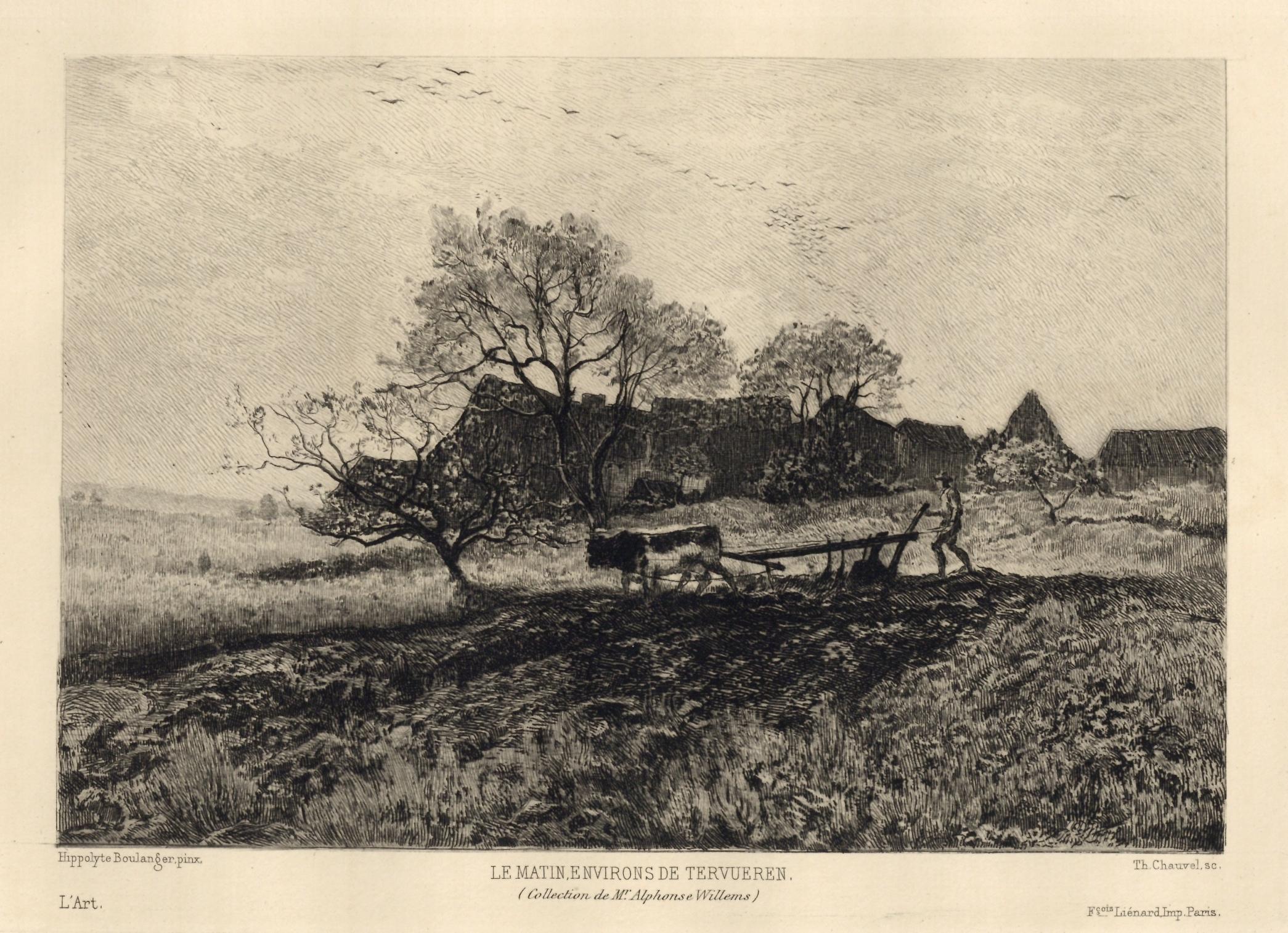 "Le matin environs de Tervueren" etching - Print by Theophile Narcisse Chauvel