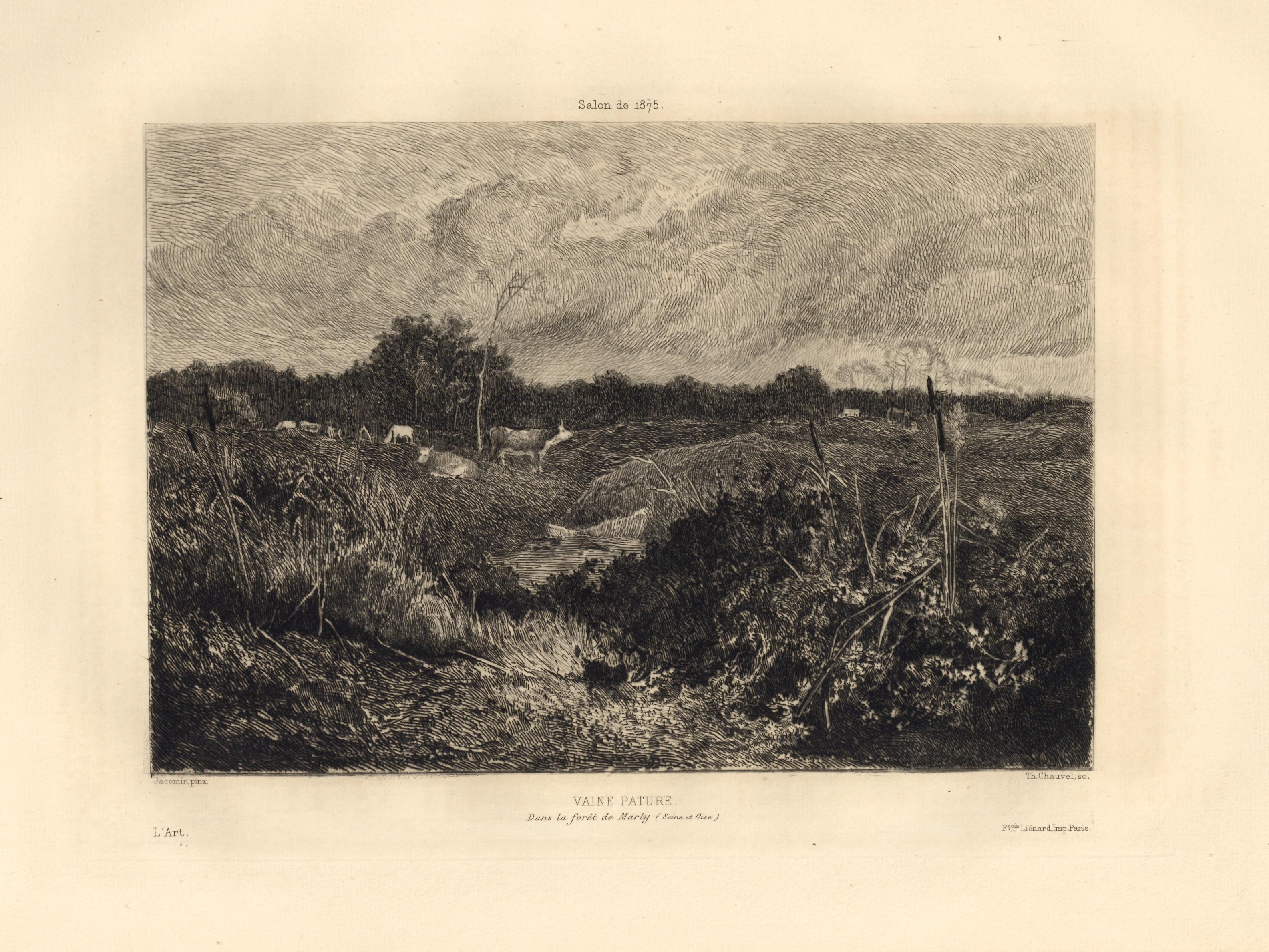 "Acquaforte "Vaine Pature - Print di Theophile Narcisse Chauvel