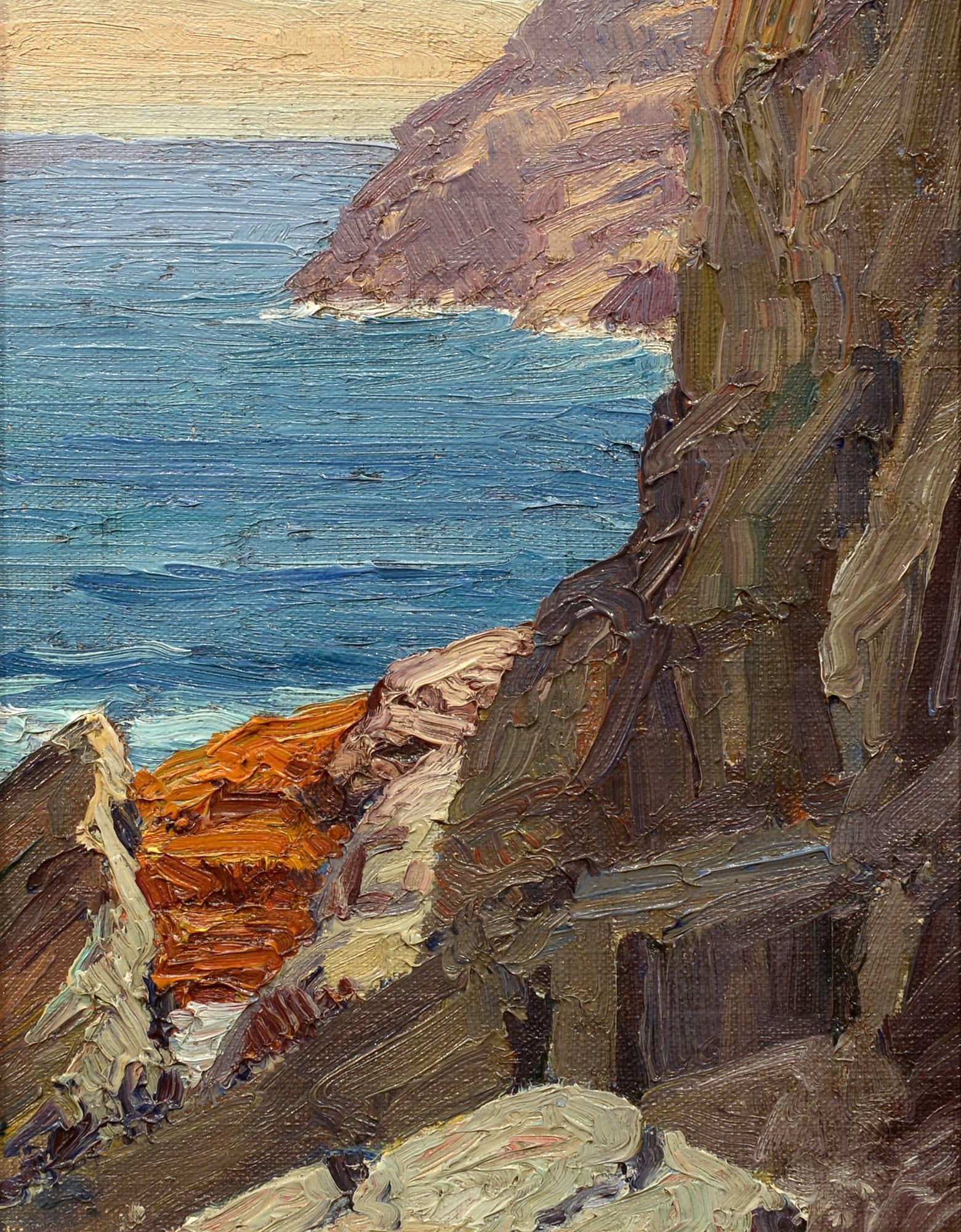 Ledges, Monhegan - Painting by Theophile Schneider