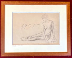Theophile STEINLEN, Nude Pencil Drawing dated 1905