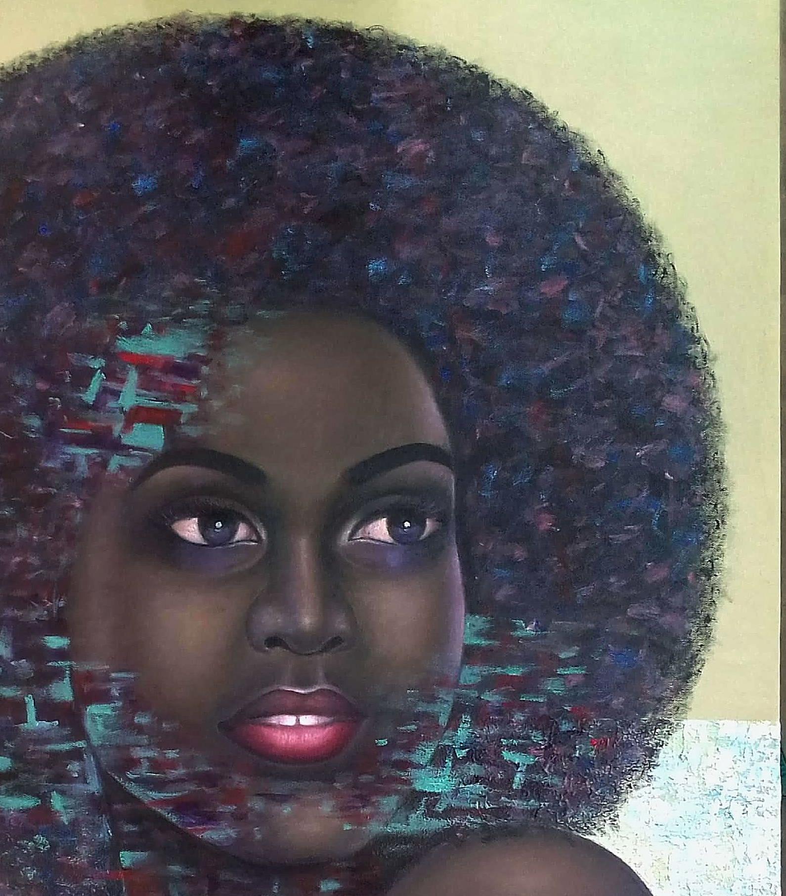 African Princess - Surrealist Painting by Theophilus Chima