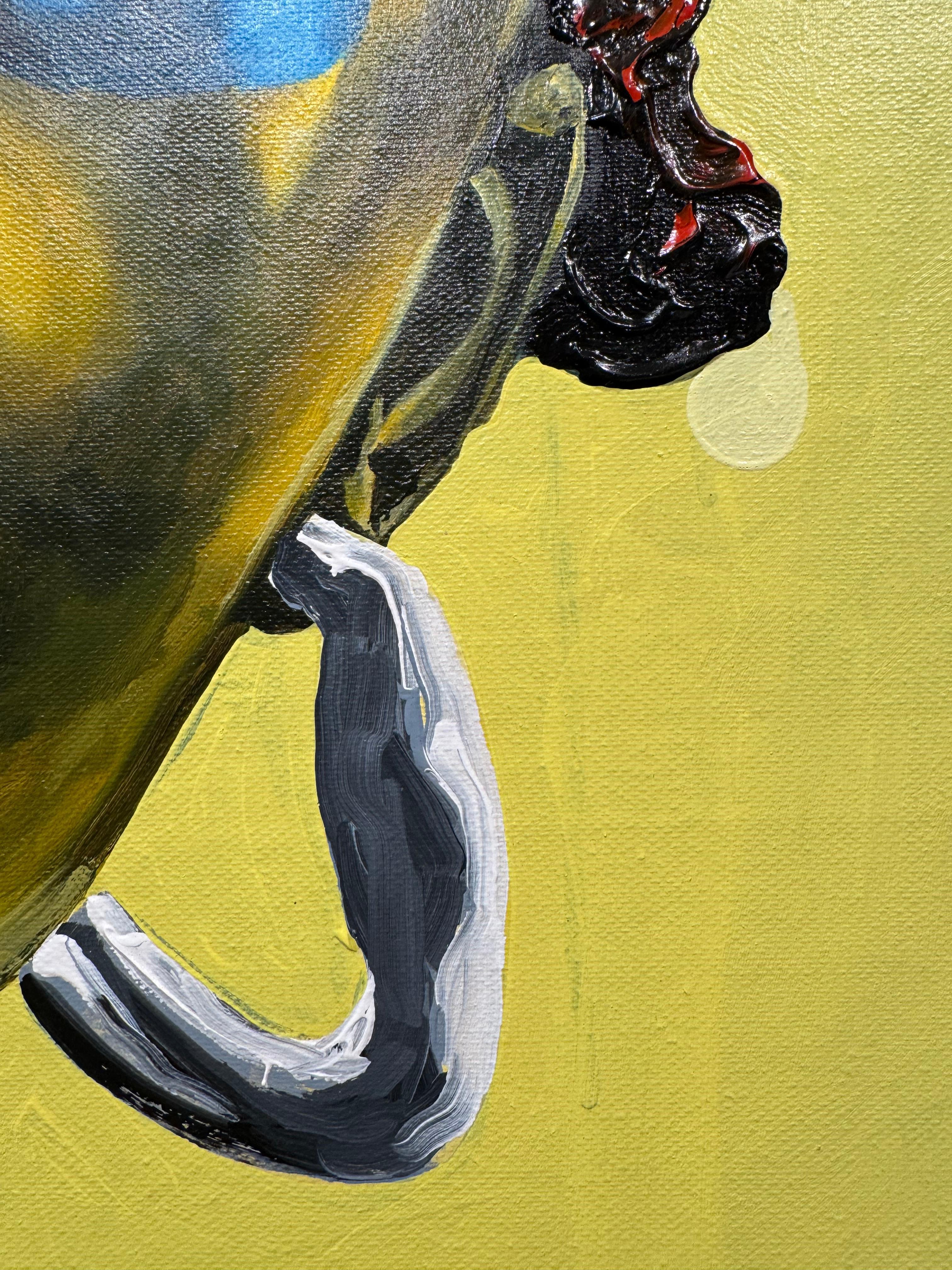 In his work, Tetteh condenses the internal sentiments and tensions of his characters and focuses them, using the eyes as the outlet for expression. In this way his subjects become independent bodies, bold and daring. By examining the psychological