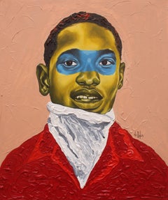 "Happiness at a Glance" contemporary portrait, bandana, smile