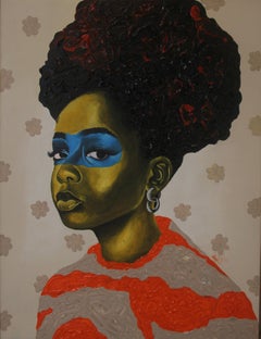 "Miss Jasmine", portrait of a young woman from Ghana, bold attitude, pattern