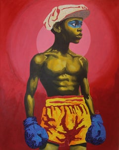 "Red Day at Bukom", portrait of a young man, Ghana, boxer, boxing gloves, sports