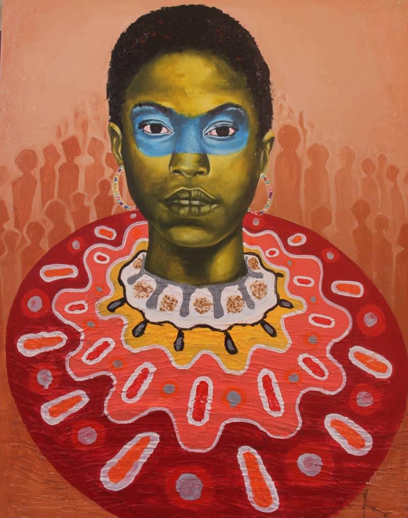 "La force d'une femme", portrait d'une femme, Ghana, perles bijoux indigènes
