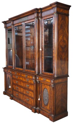 Theordore Alexander Monumental Flame Mahogany Regency Breakfront China Cabinet