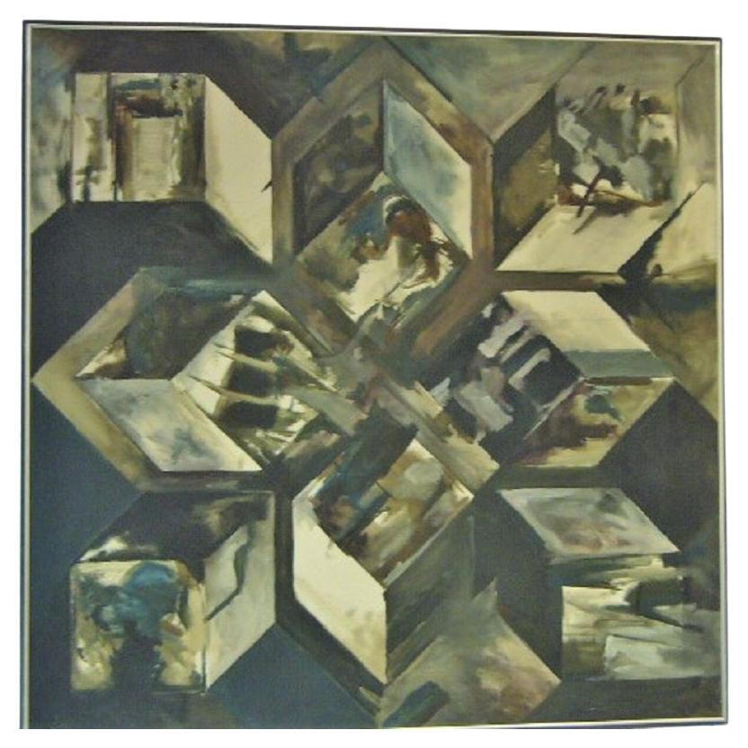 Theoretische Maximum Großes abstraktes expressionistisches O/C-Gemälde 1967 Steve Redman (Moderne der Mitte des Jahrhunderts) im Angebot