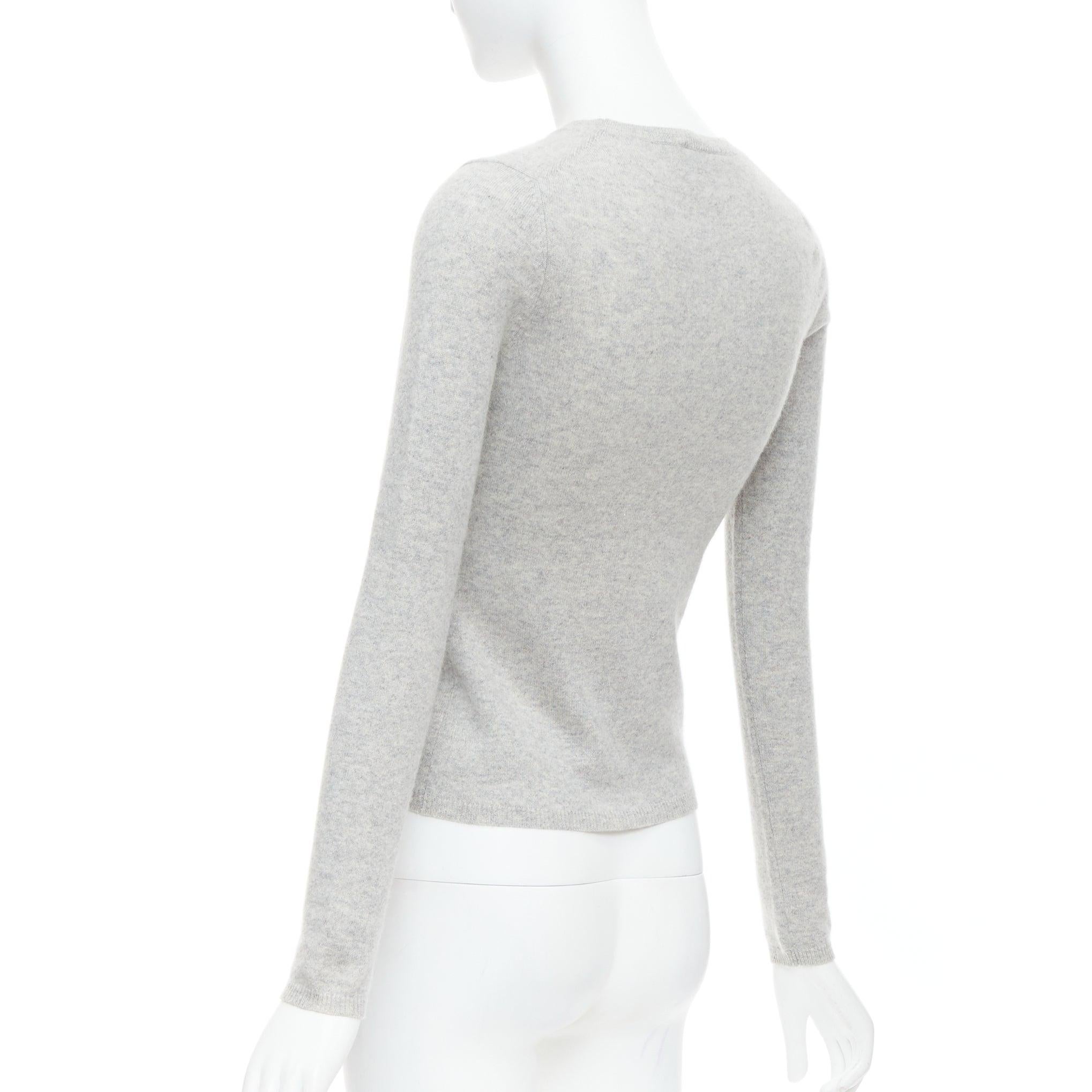 Pull col ras du cou THEORY 100 % cachemire gris à manches longues XS en vente 1