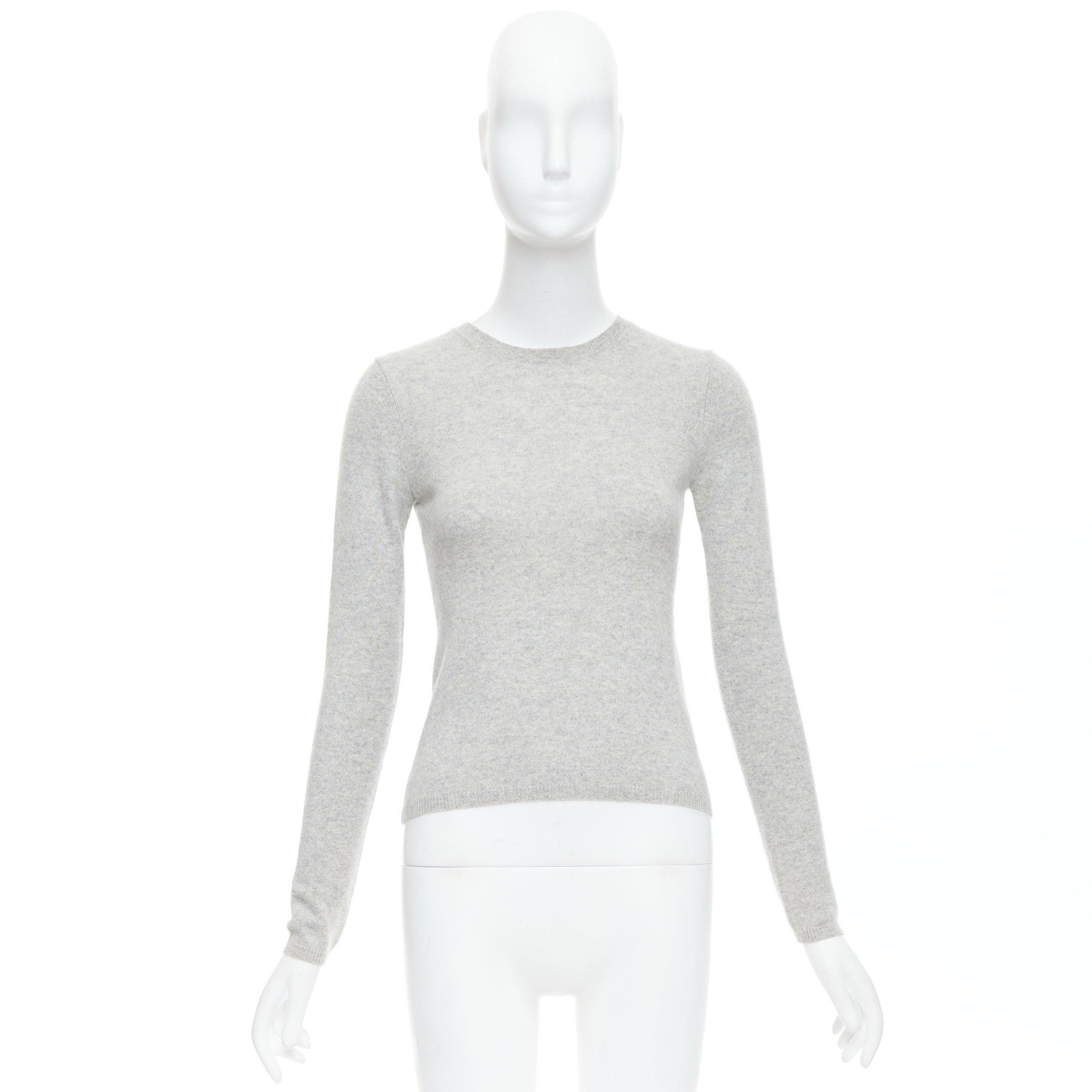 Pull col ras du cou THEORY 100 % cachemire gris à manches longues XS en vente 4