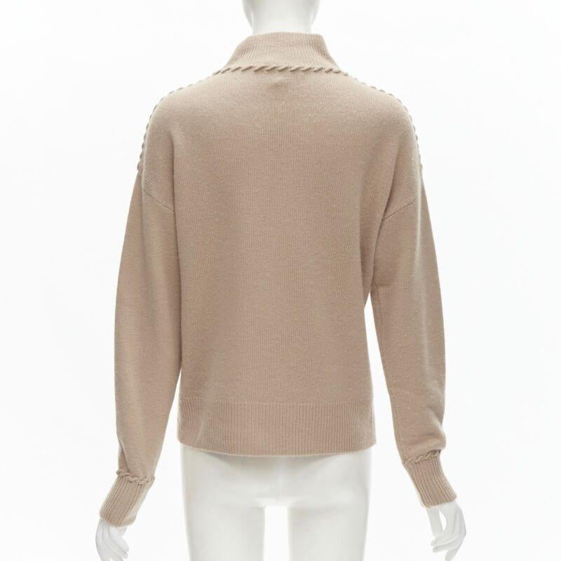 THEORY 100% cachemire marron clair col roulé à épaules tombantes S Pour femmes en vente