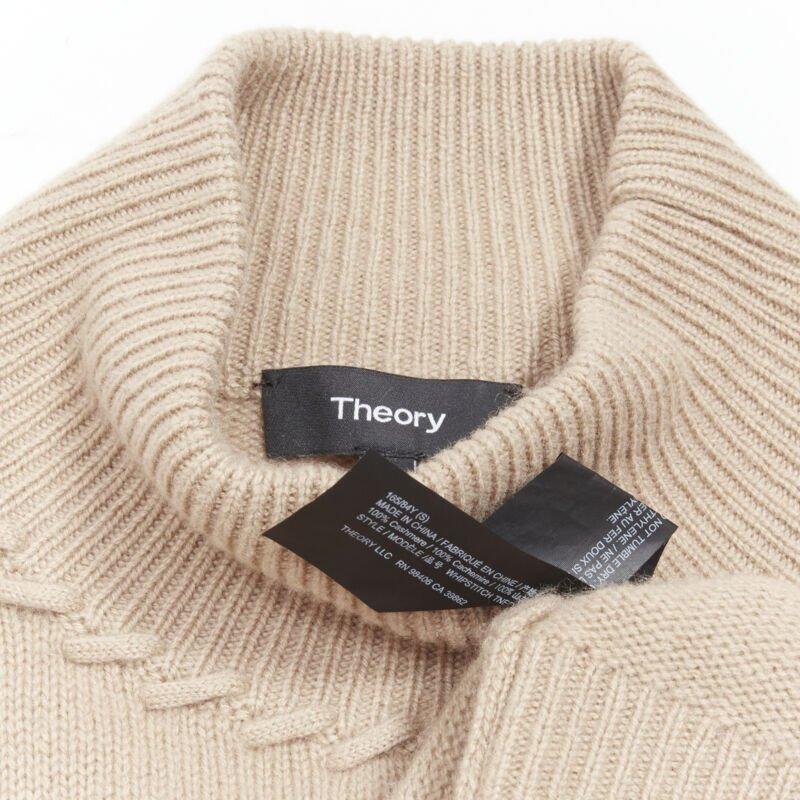 THEORY 100% cachemire marron clair col roulé à épaules tombantes S en vente 4