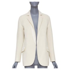 THEORY 2021 Silenna Chevron Good Wool textured open front off white outerwear P
