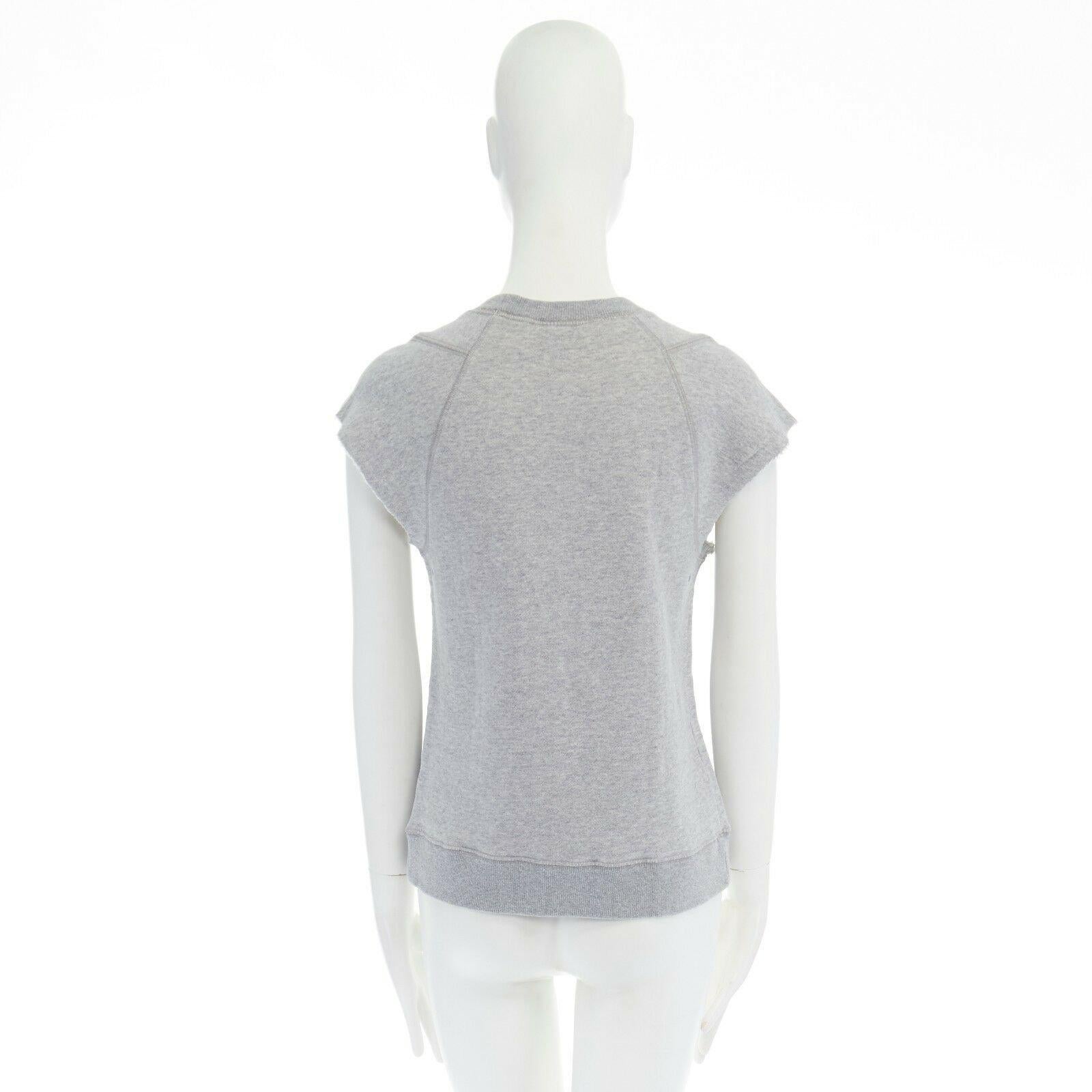 Gray THEORY 38 light grey raw cut sleeves cotton jersey sleeveless sweater top XS