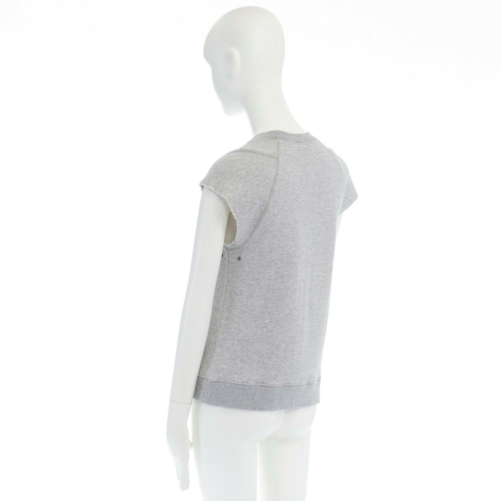 THEORY 38 light grey raw cut sleeves cotton jersey sleeveless sweater top XS In Good Condition In Hong Kong, NT