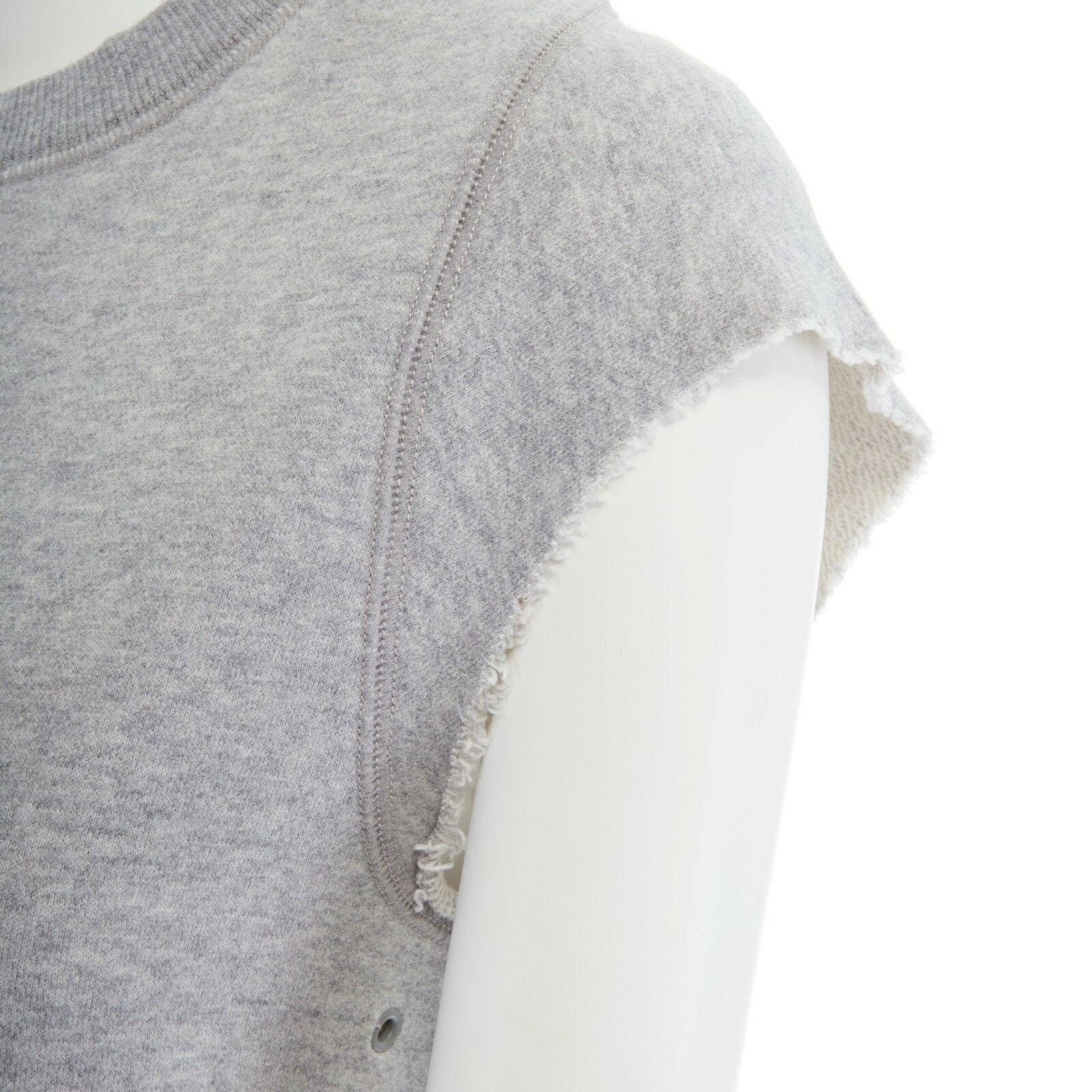 THEORY 38 light grey raw cut sleeves cotton jersey sleeveless sweater top XS 1