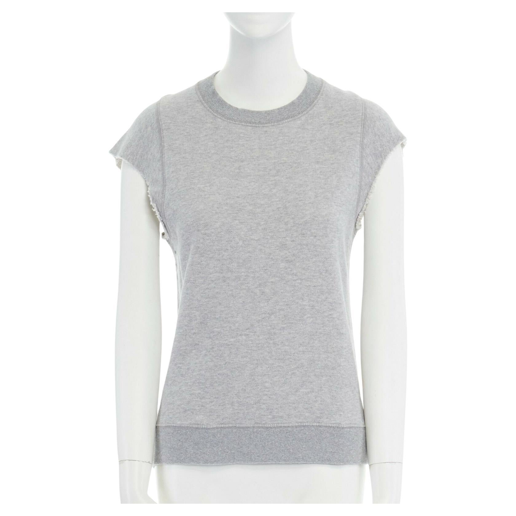 THEORY 38 light grey raw cut sleeves cotton jersey sleeveless sweater top XS