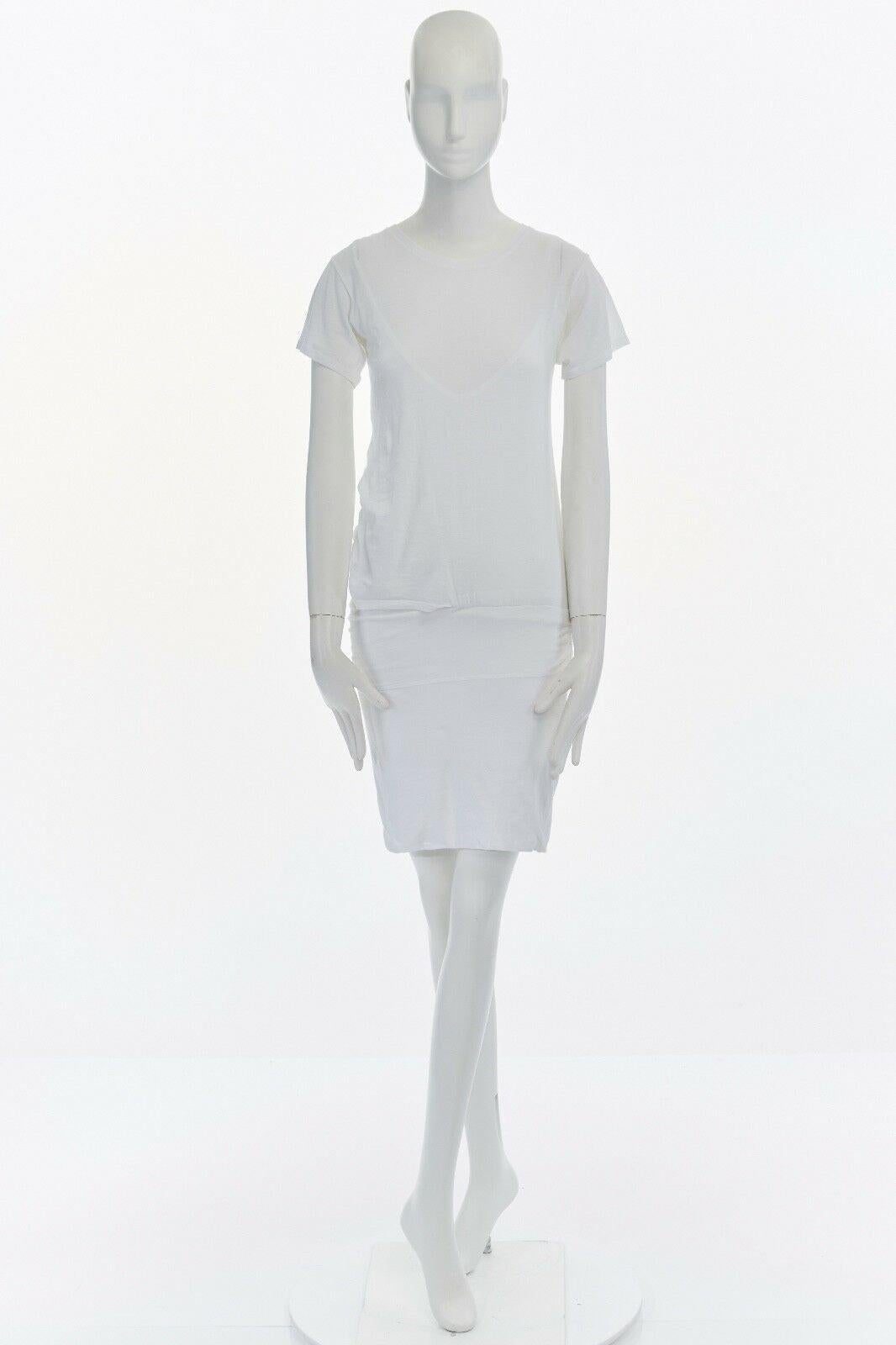 THEORY 38 white pima cotton short sleeve layered design casual dress XS 
Reference: LNKO/A00778 
Brand: Theory 
Material: Cotton 
Color: White 
Pattern: Solid 
Extra Detail: Pima cotton. 
White. Round neck. Short sleeve. Layered design. Ruching at