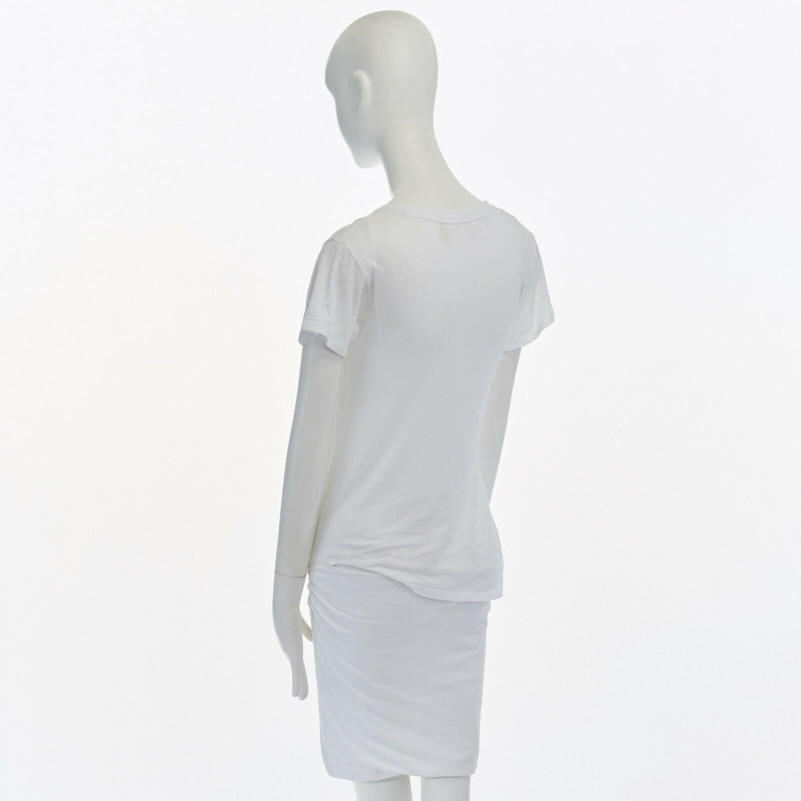 Women's THEORY 38 white pima cotton short sleeve layered design casual dress XS