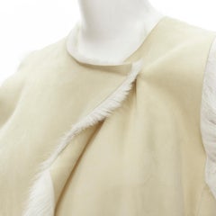 THEORY beige shearling lamb fur lined suede vest XS