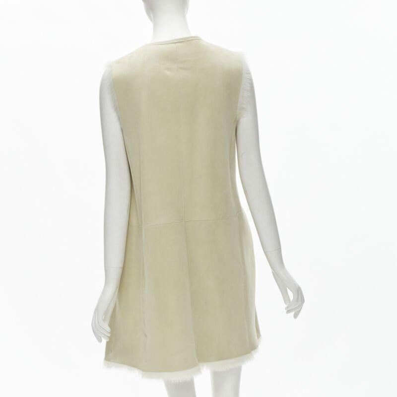 THEORY beige shearling lamb fur lined suede vest XS For Sale 1