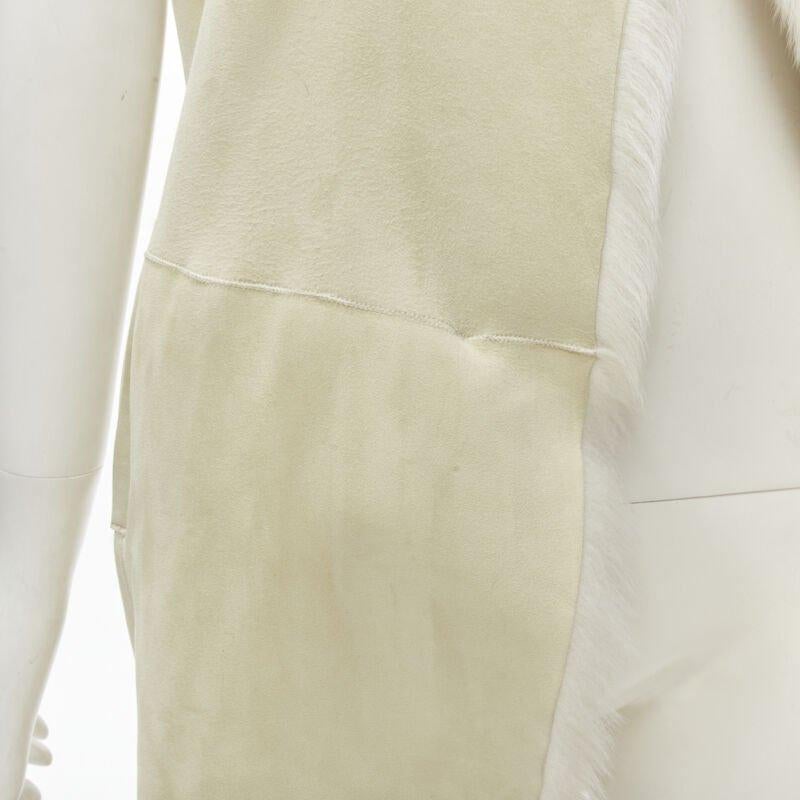 THEORY beige shearling lamb fur lined suede vest XS For Sale 3