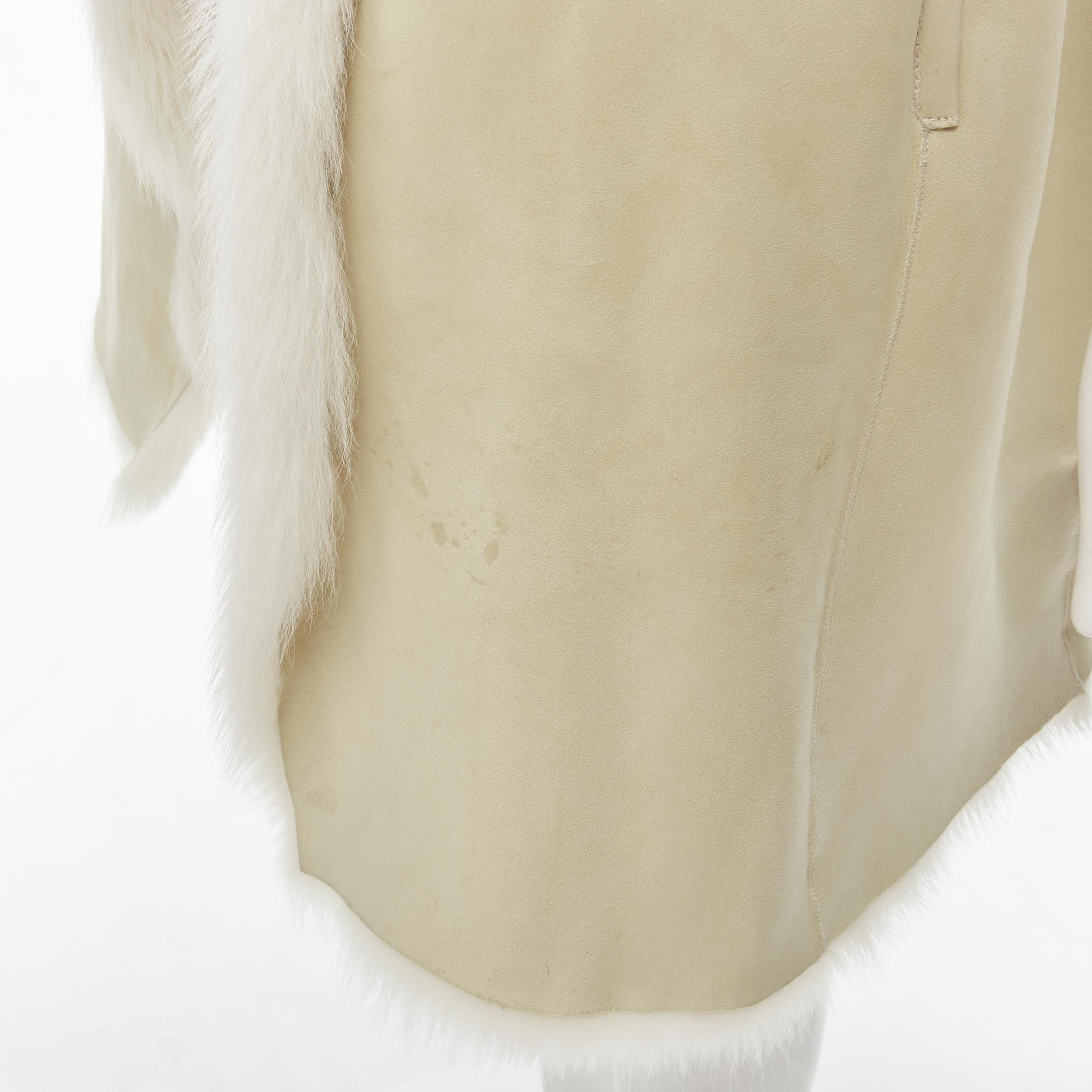 THEORY beige shearling lamb fur lined suede vest XS For Sale 5