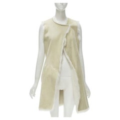 THEORY beige shearling lamb fur lined suede vest XS