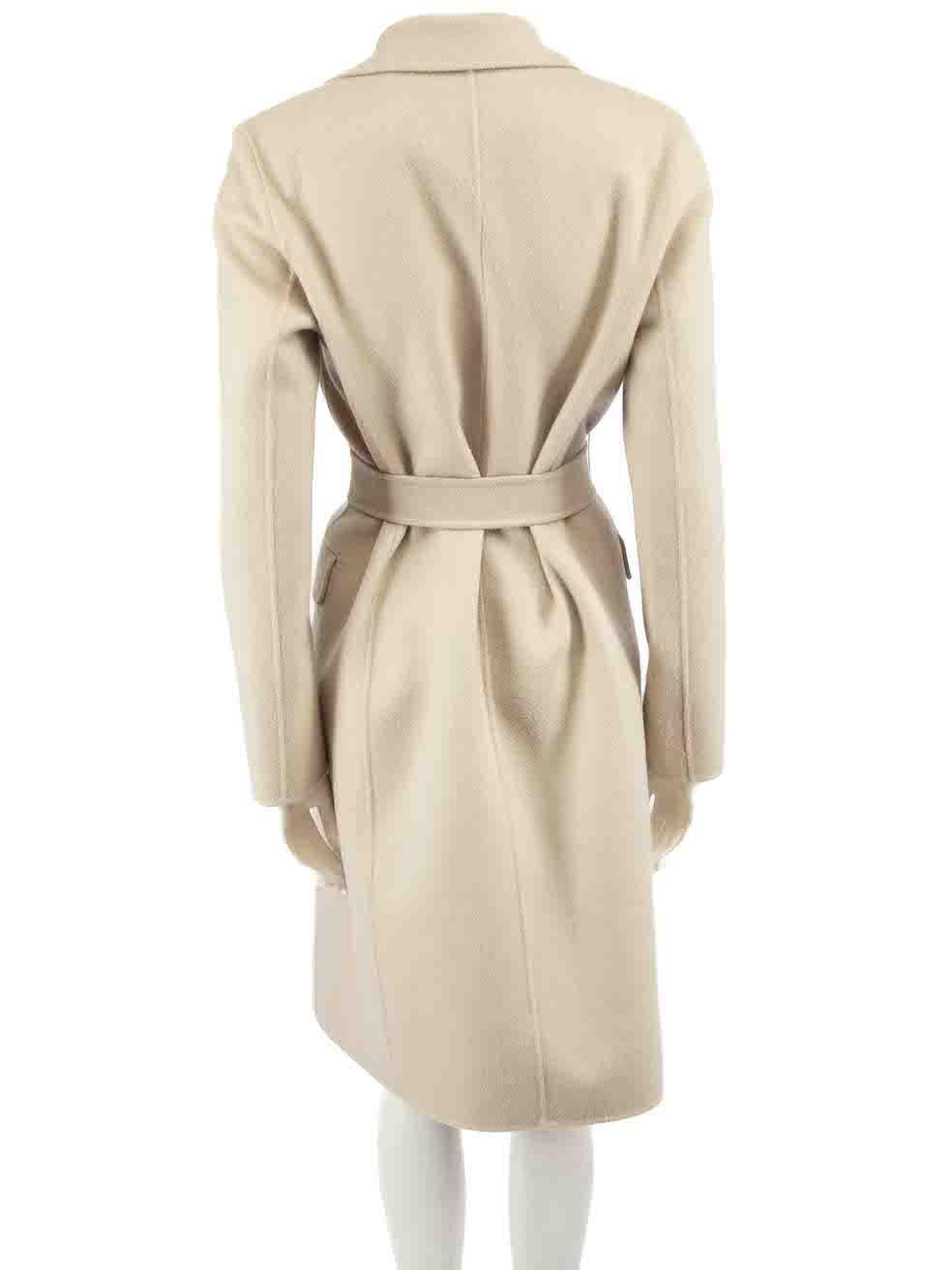 Theory Beige Wool Belted Mid-Length Coat Size M In Good Condition For Sale In London, GB
