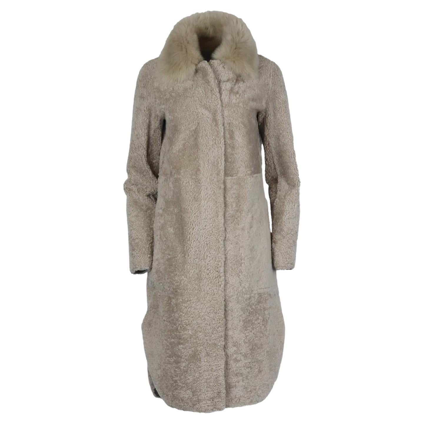Theory Belted Shearling Coat Xsmall