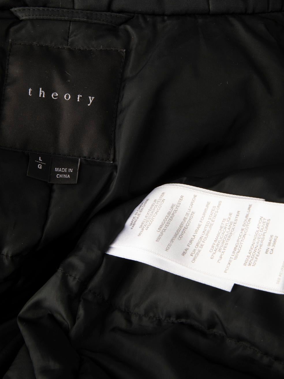 Cappotto Parka Theory con pelliccia di coyote nera taglia L. in vendita 2