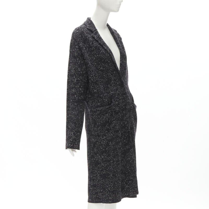 Noir THEORY manteau peignoir en laine mélangée gris moucheté noir S en vente