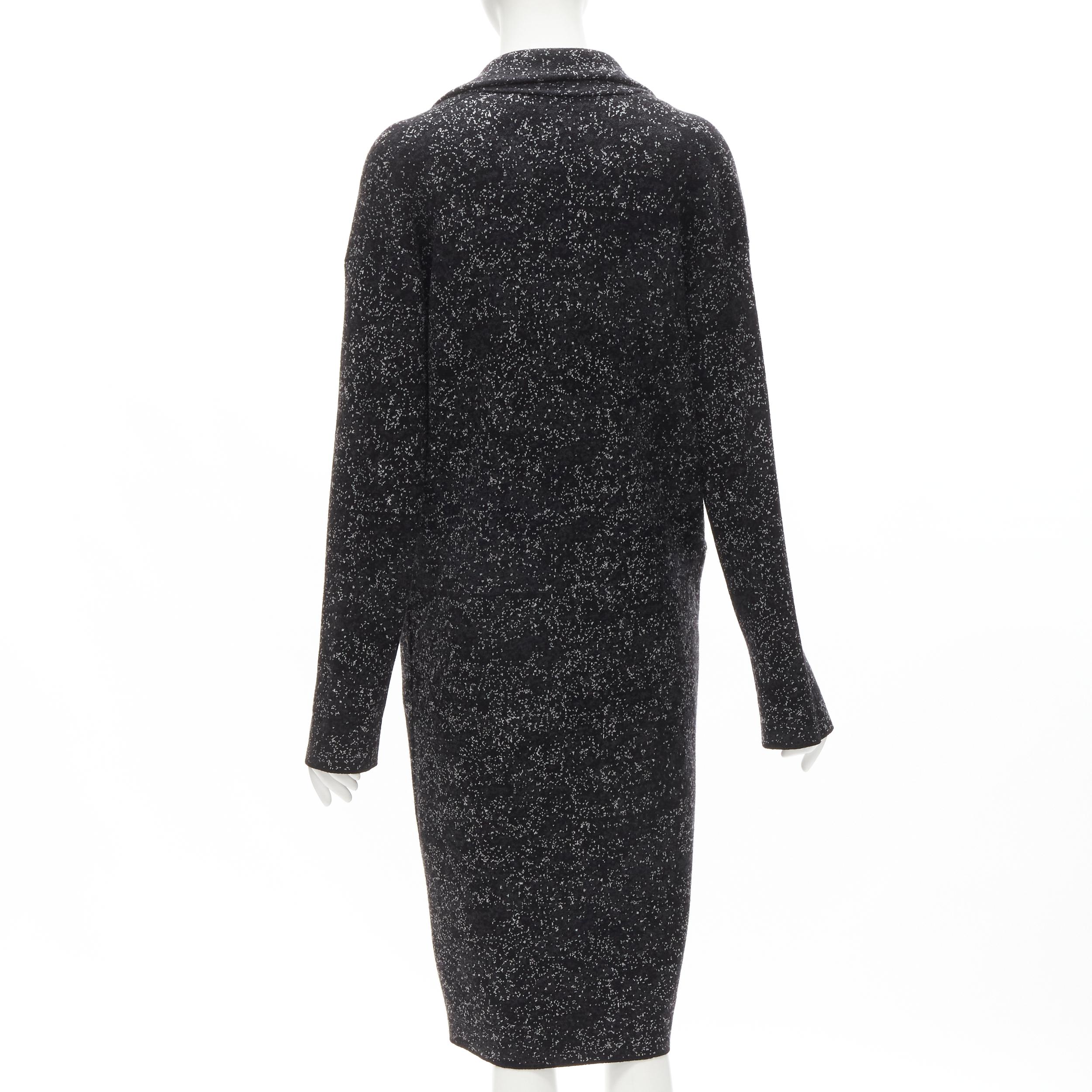 Black THEORY black grey speckle wool blend knitted robe coat S For Sale