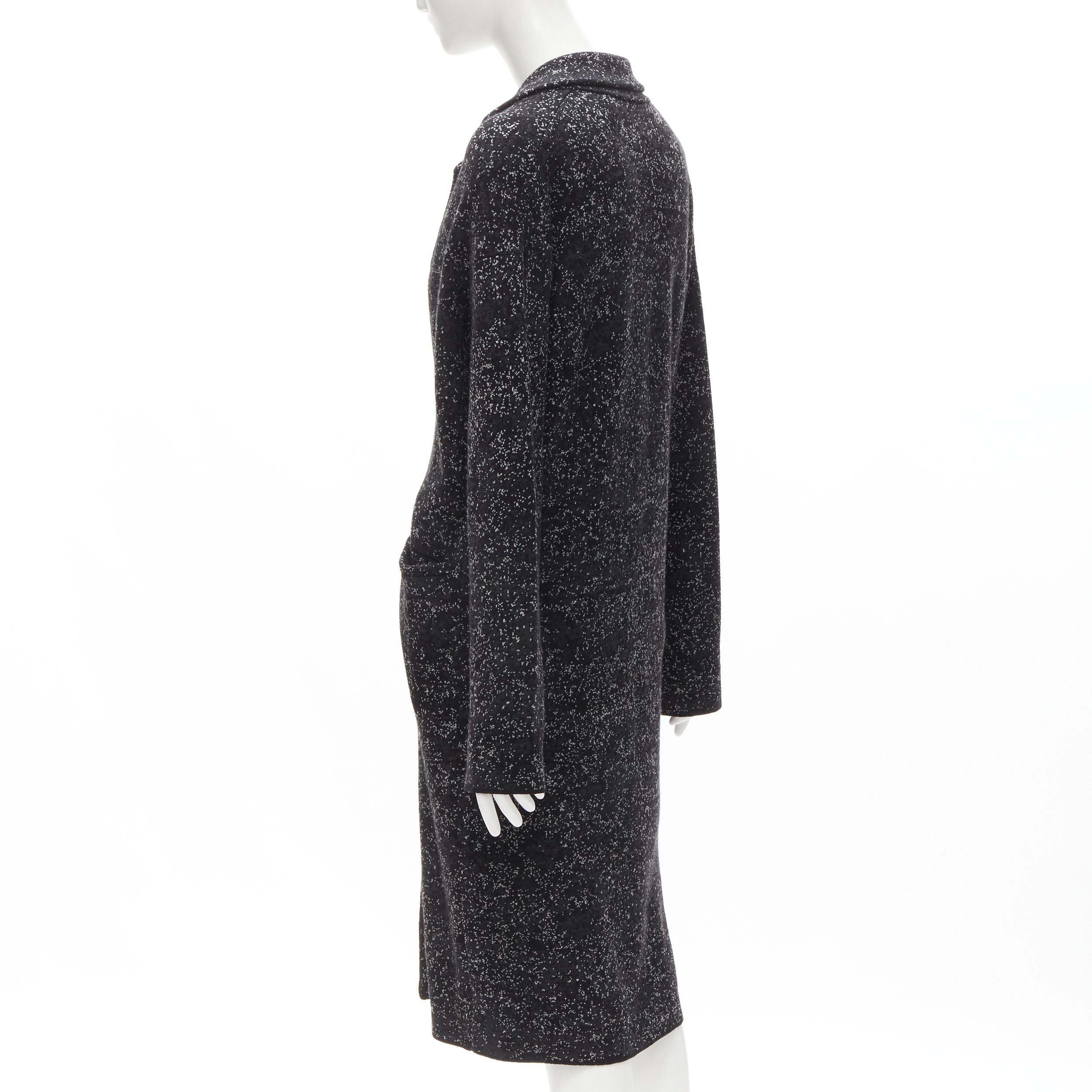 THEORY black grey speckle wool blend knitted robe coat S In Excellent Condition For Sale In Hong Kong, NT