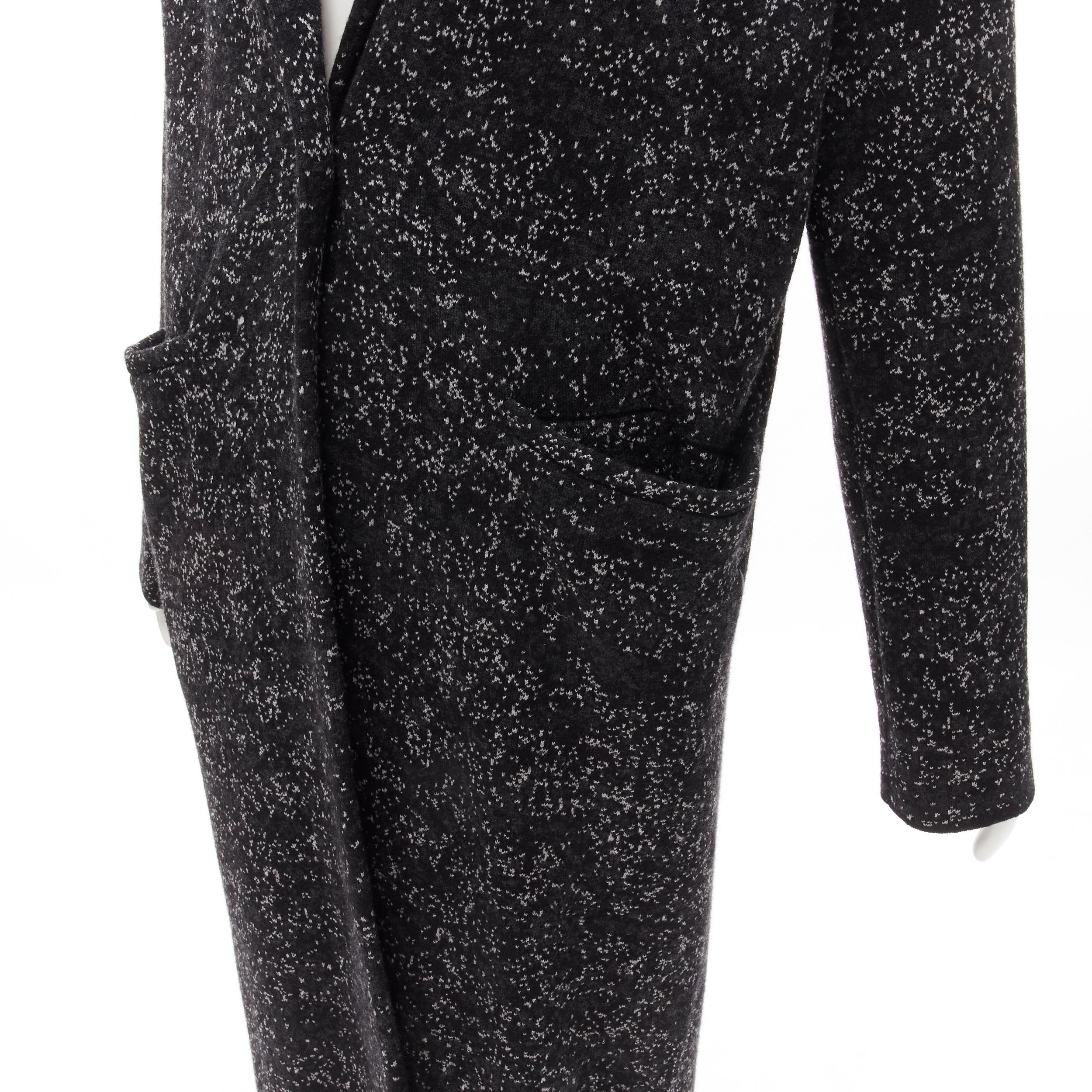 Women's THEORY black grey speckle wool blend knitted robe coat S For Sale