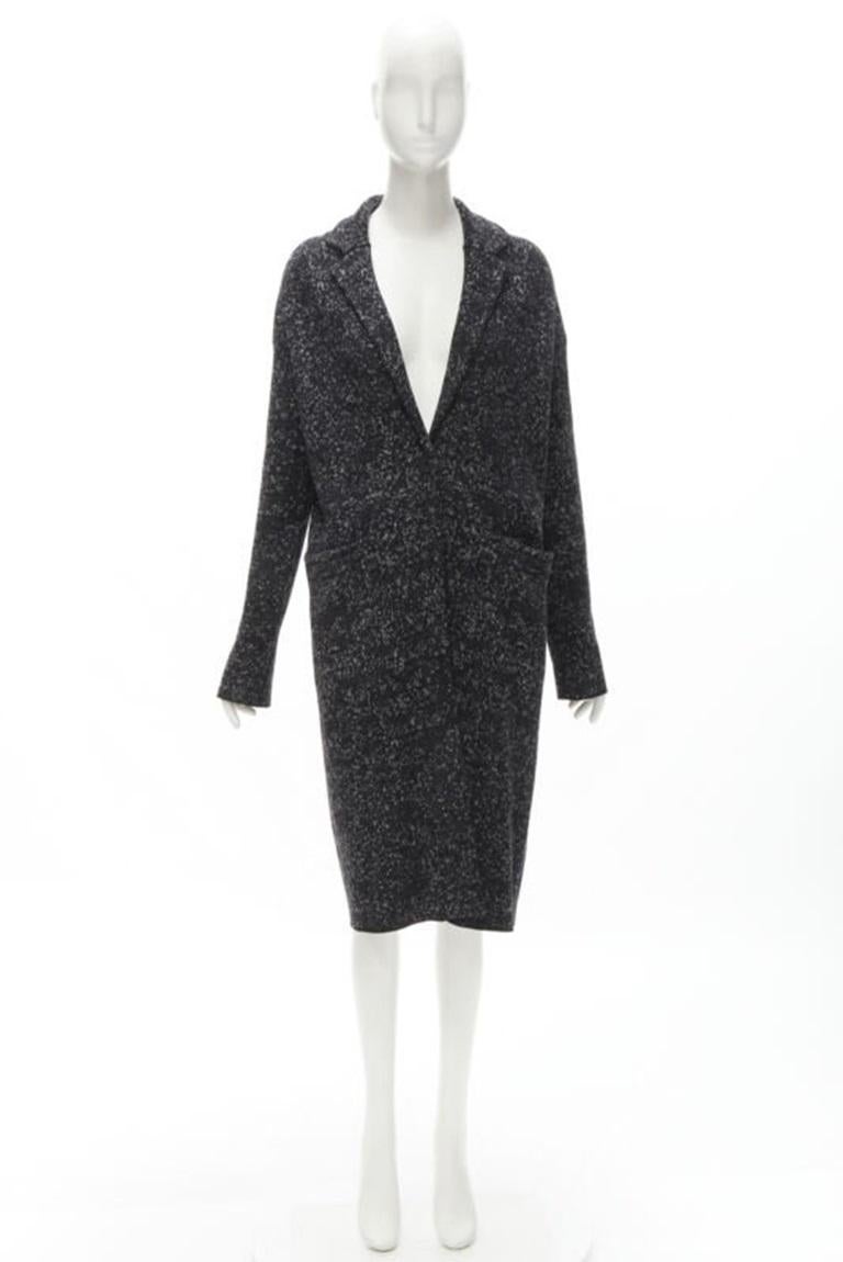 THEORY manteau peignoir en laine mélangée gris moucheté noir S en vente 4