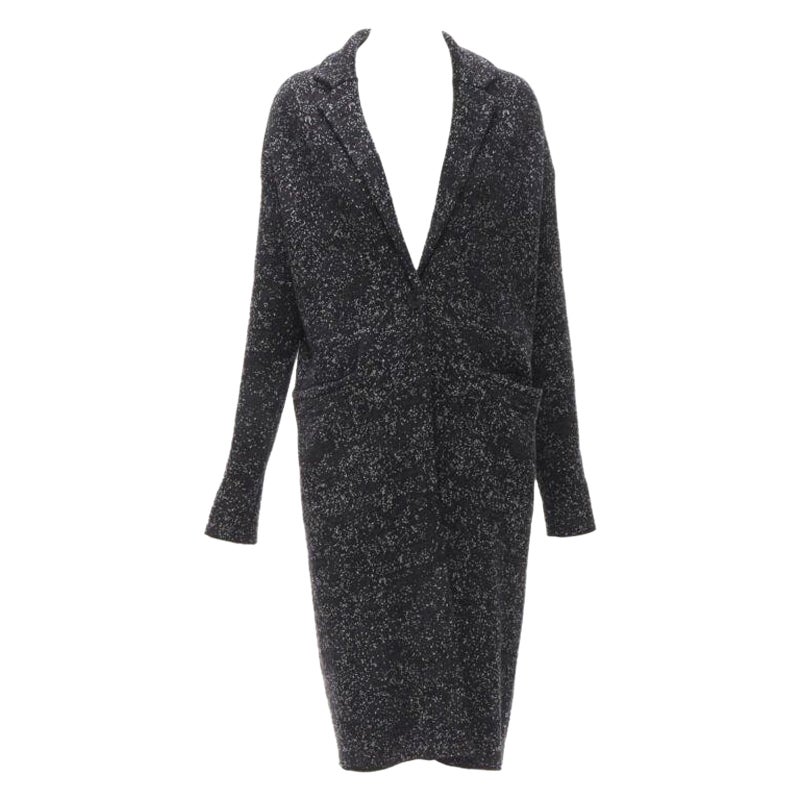 THEORY manteau peignoir en laine mélangée gris moucheté noir S en vente