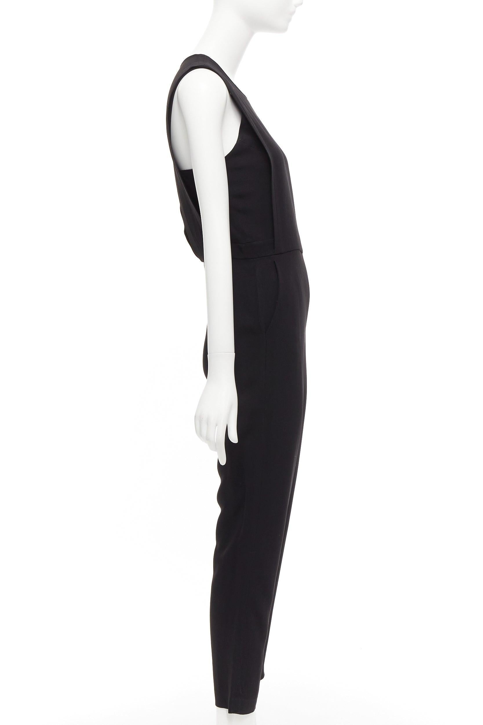 THEORY black layered top back zip cropped sleeveless jumpsuit US0 XS In Fair Condition For Sale In Hong Kong, NT