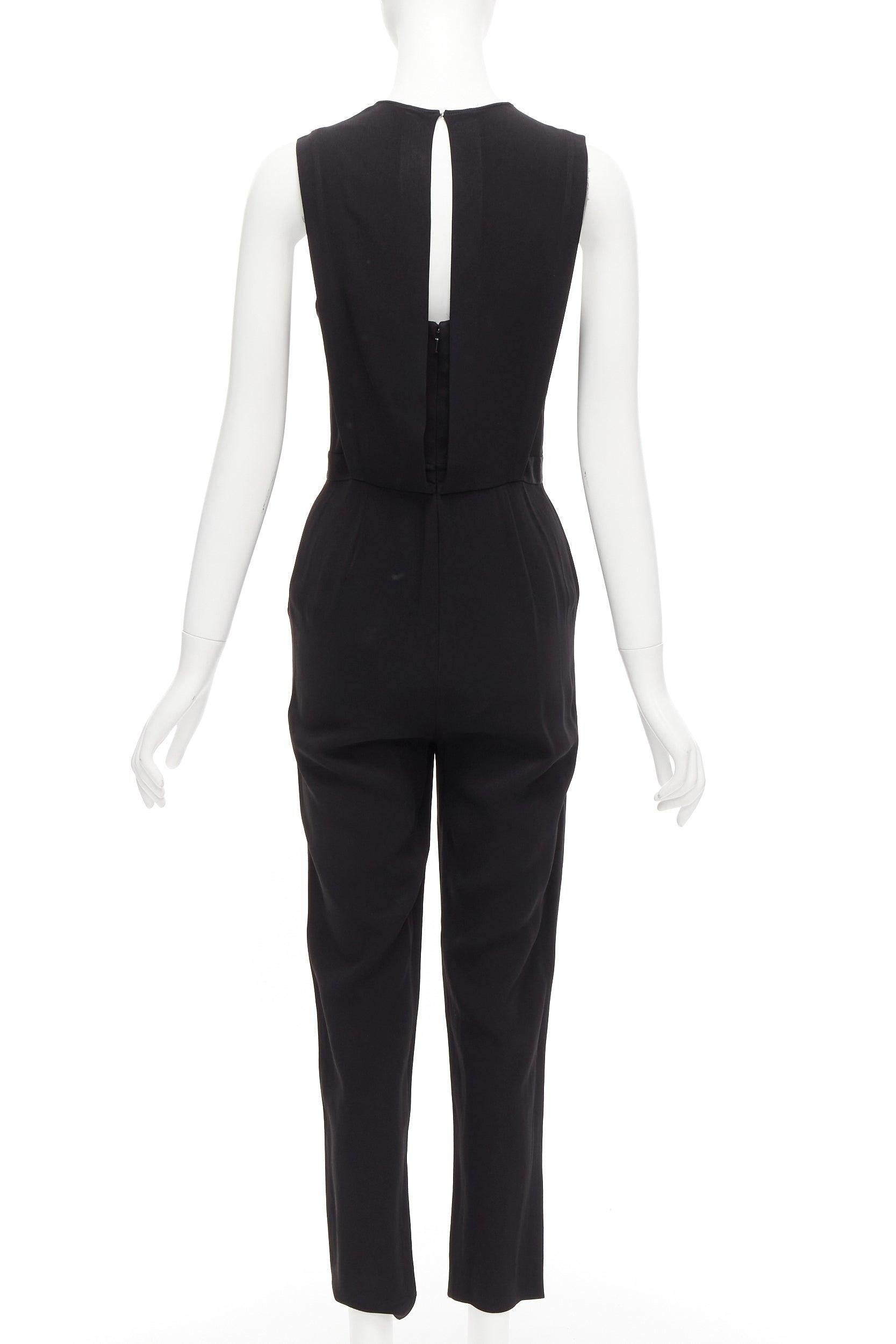 Women's THEORY black layered top back zip cropped sleeveless jumpsuit US0 XS For Sale