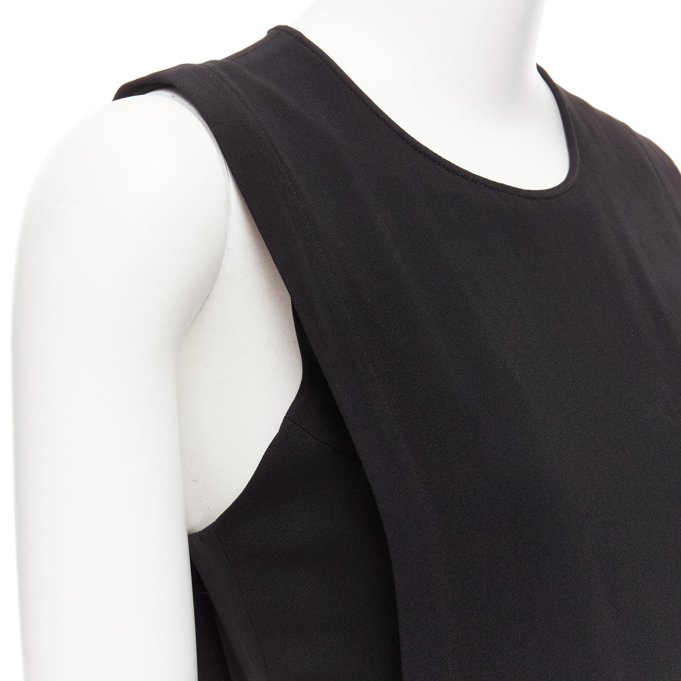 THEORY black layered top back zip cropped sleeveless jumpsuit US0 XS For Sale 2