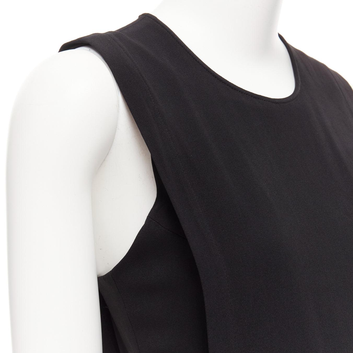 THEORY black layered top back zip cropped sleeveless jumpsuit US0 XS For Sale 3