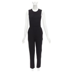 THEORY black layered top back zip cropped sleeveless jumpsuit US0 XS