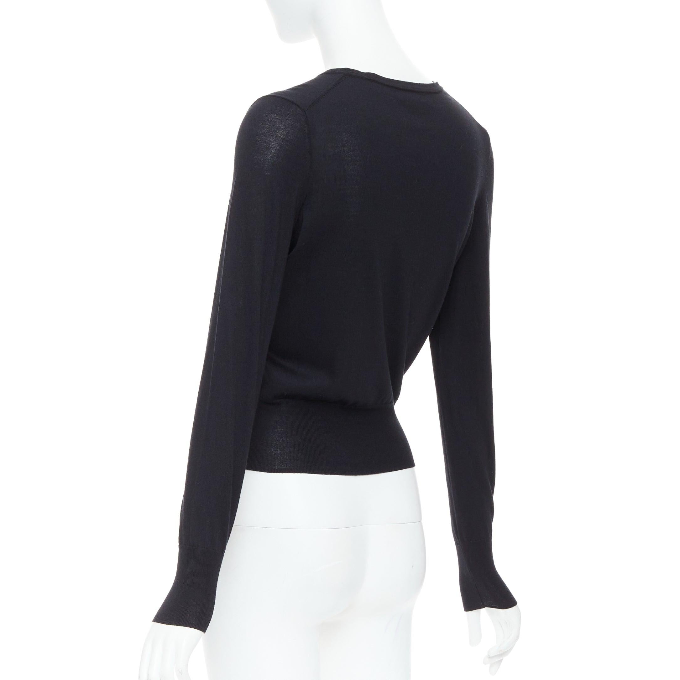THEORY black silk cotton white buttons crew neck cardigan S For Sale 1