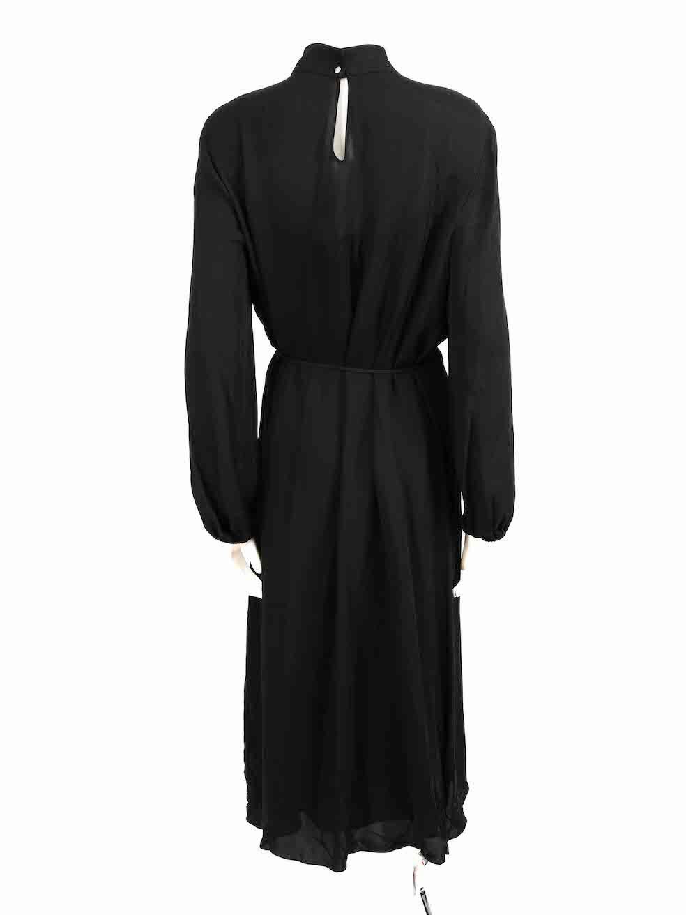 Theory Black Silk High Neck Midi Dress Size XXL In Good Condition For Sale In London, GB