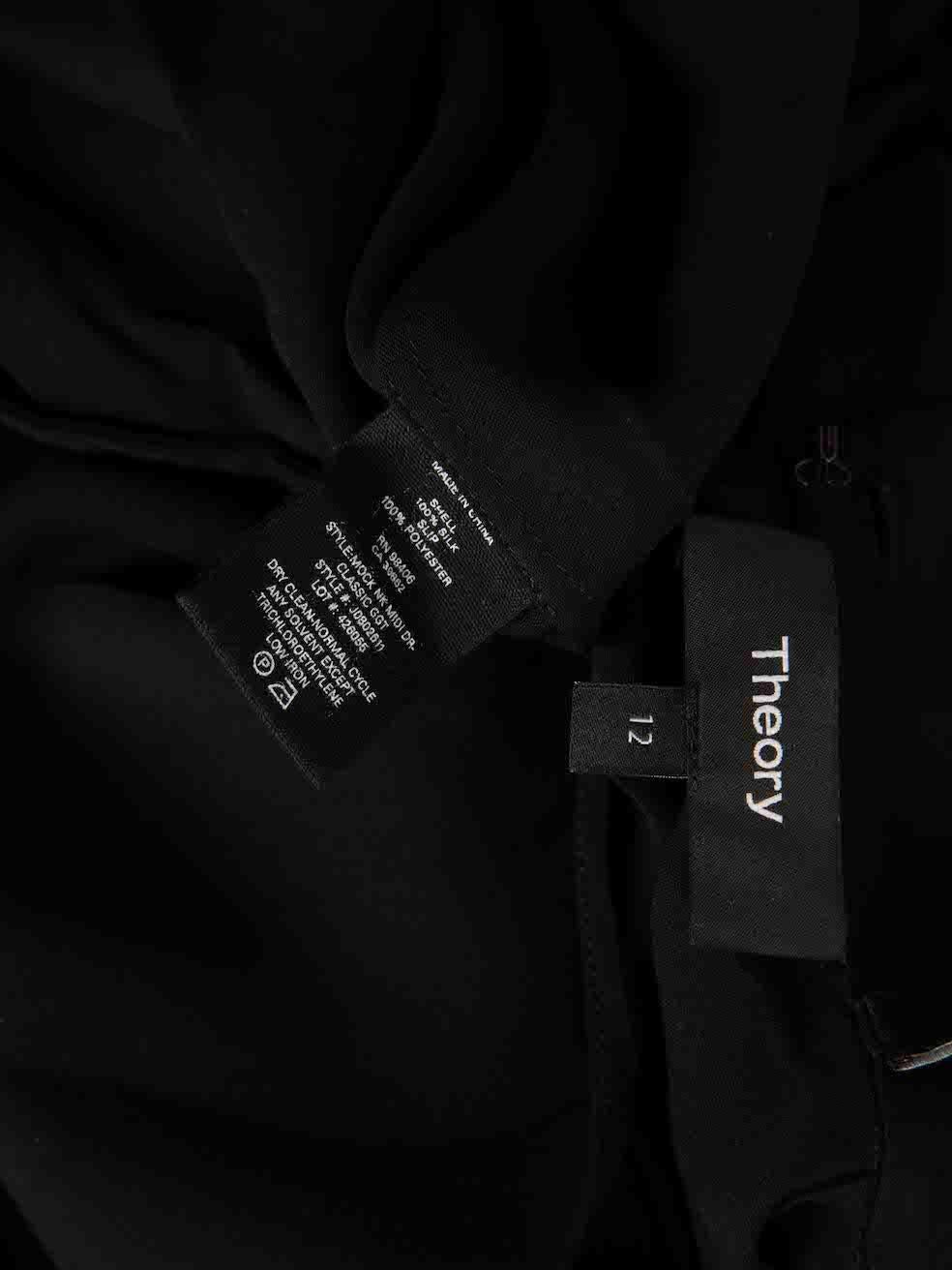Theory Black Silk High Neck Midi Dress Size XXL For Sale 1